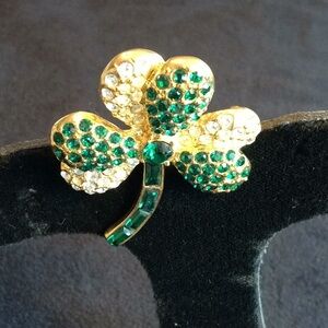 Austrian Crystal Lucky Clover Brooch